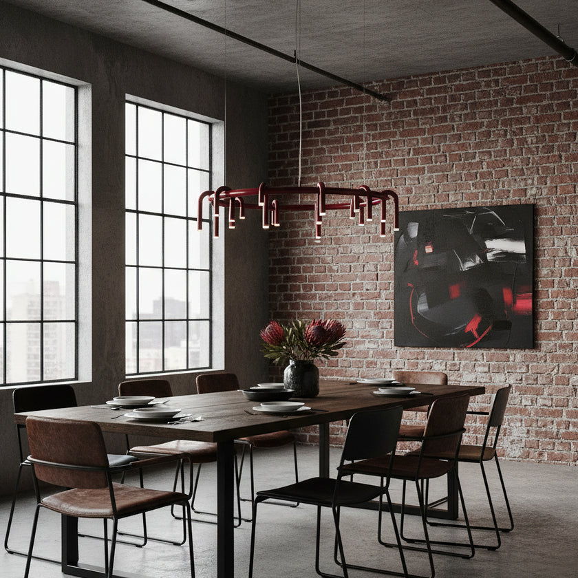 U-Shaped Wrought Iron Chandelier
