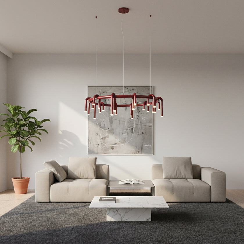 U-Shaped Wrought Iron Chandelier