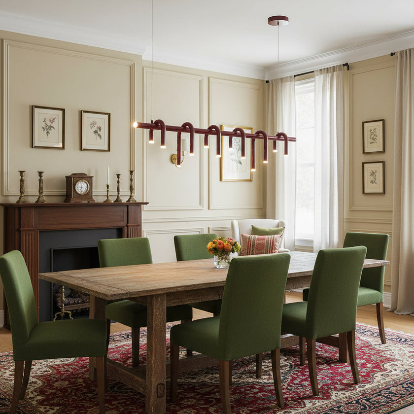 U-Shaped Wrought Iron Chandelier