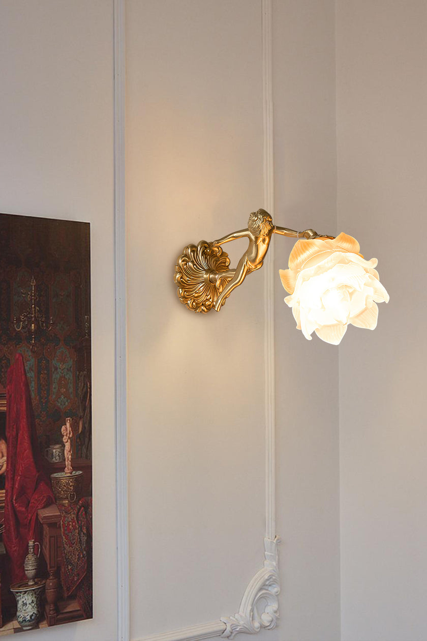 Victorian Brass Angel Wall Lamp