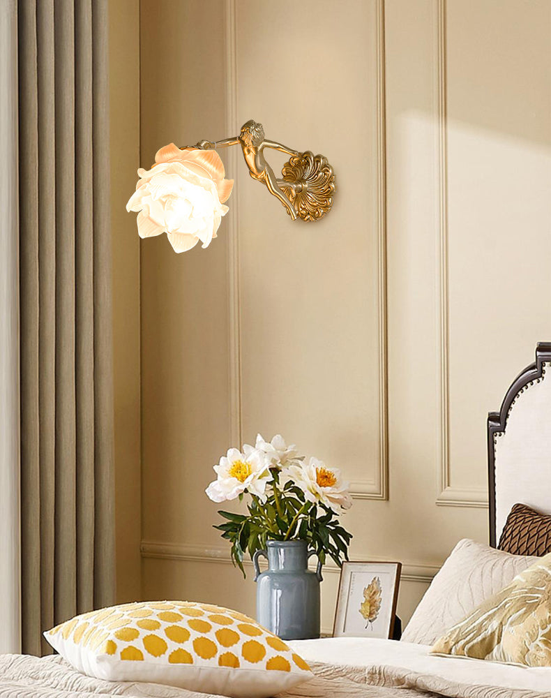 Victorian Brass Angel Wall Lamp