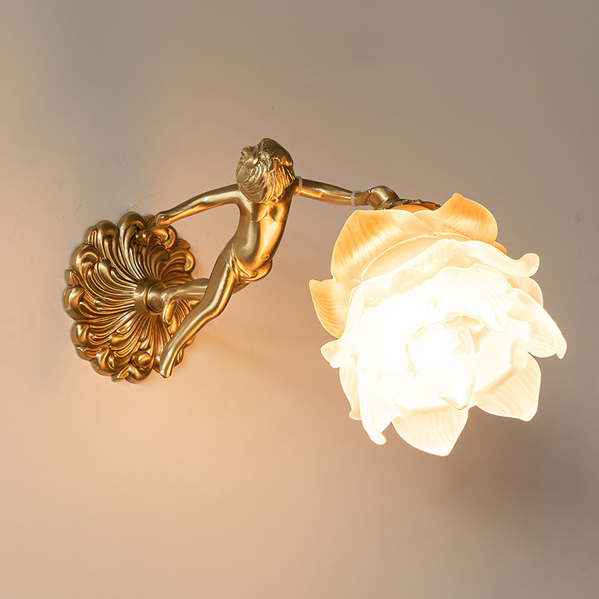 Victorian Brass Angel Wall Lamp