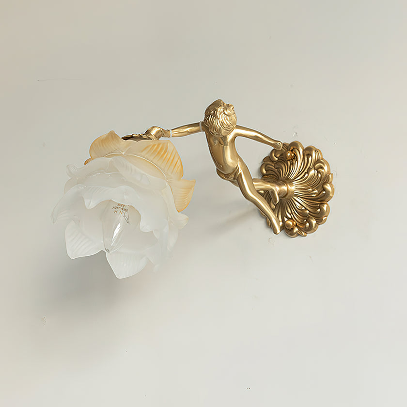 Victorian Brass Angel Wall Lamp