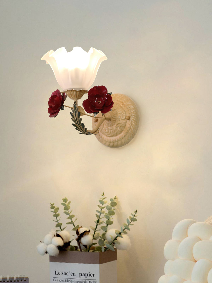 Vintage Rose Glass Wall Lamp