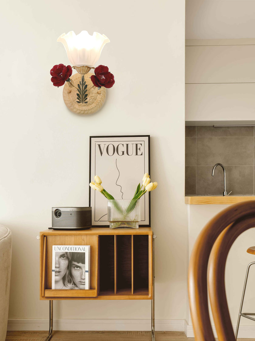 Vintage Rose Glass Wall Lamp