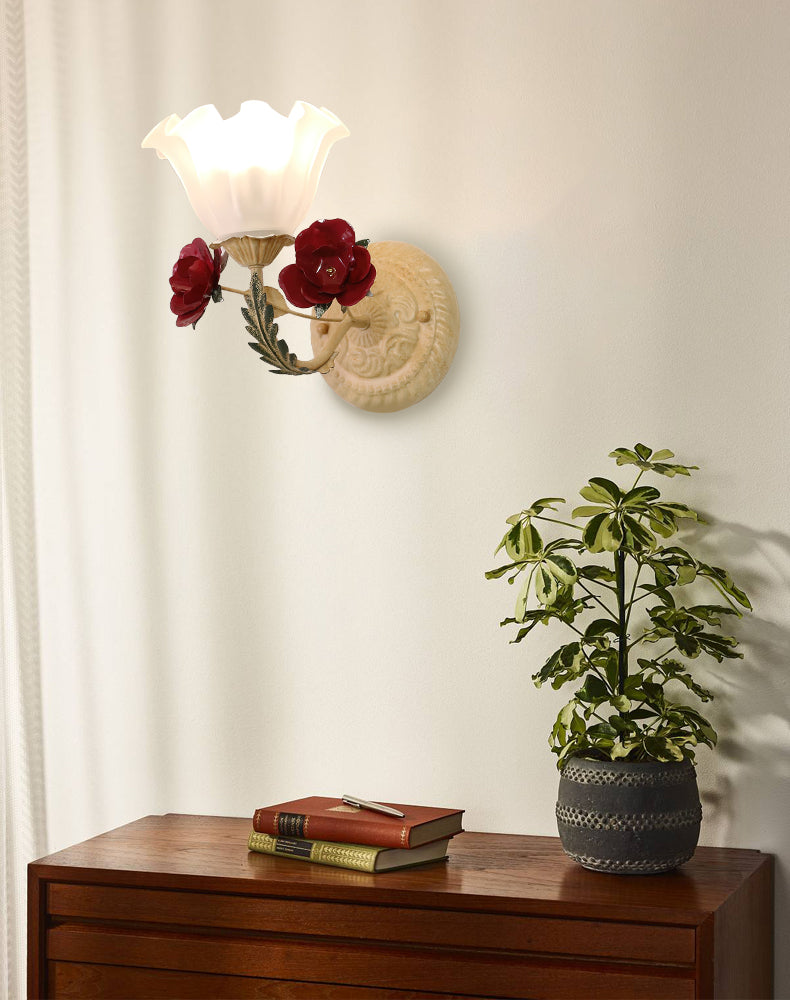 Vintage Rose Glass Wall Lamp