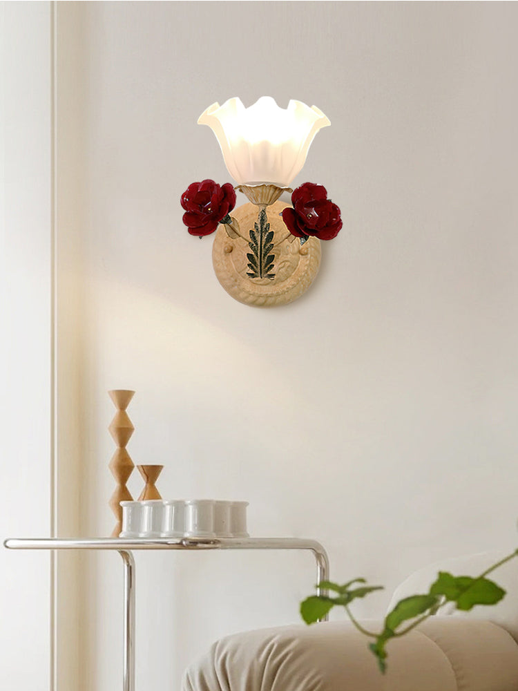 Vintage Rose Glass Wall Lamp