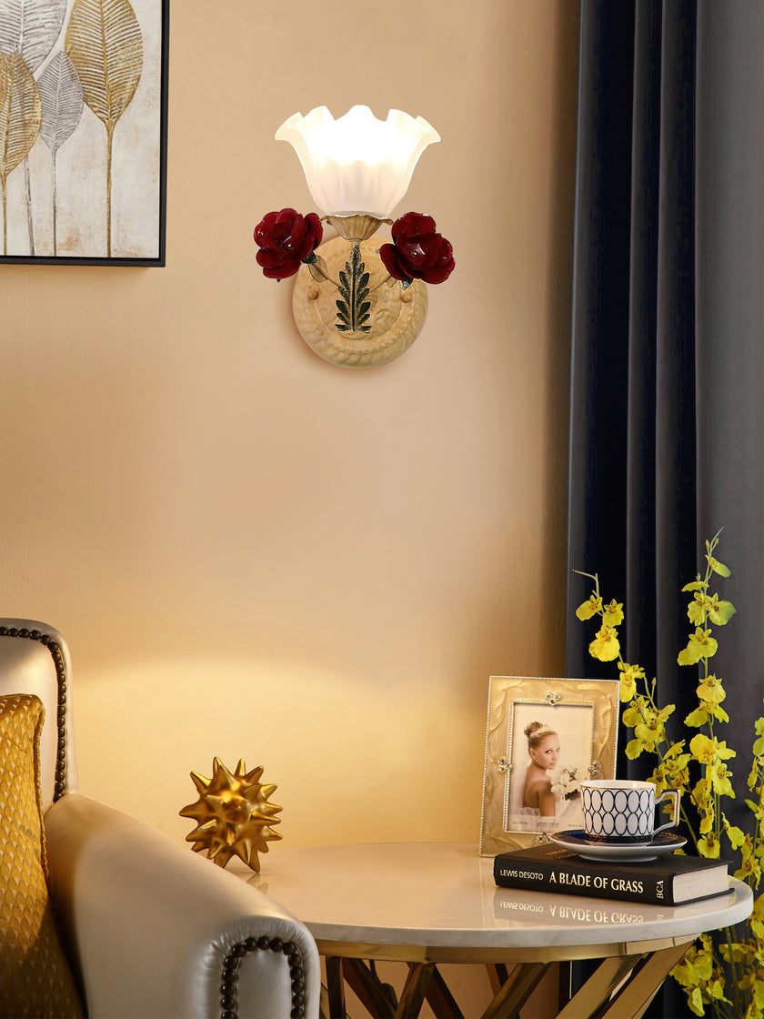 Vintage Rose Glass Wall Lamp
