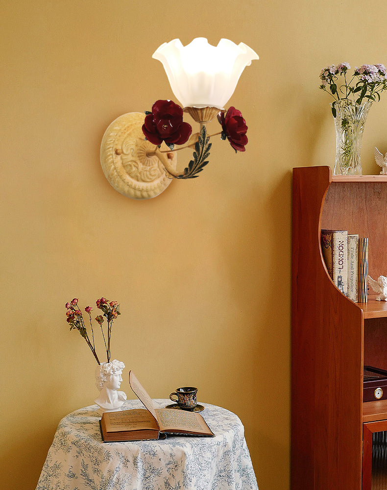 Vintage Rose Glass Wall Lamp