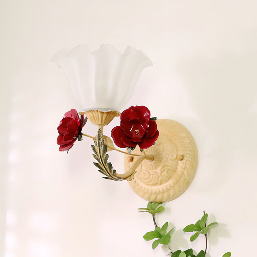 Vintage Rose Glass Wall Lamp