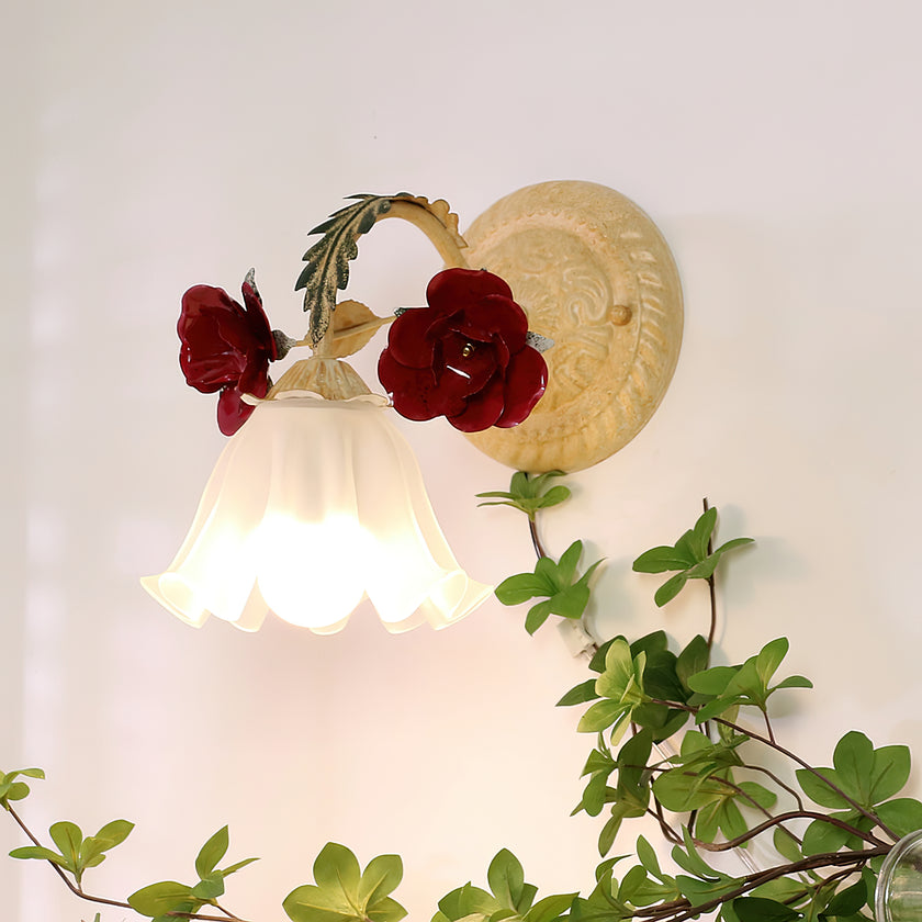 Vintage Rose Glass Wall Lamp
