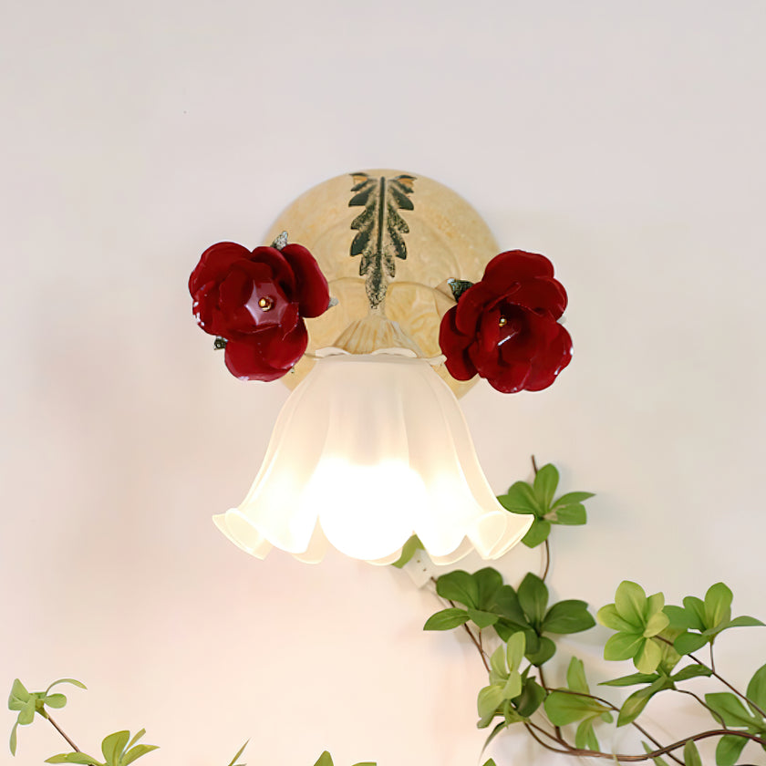 Vintage Rose Glass Wall Lamp