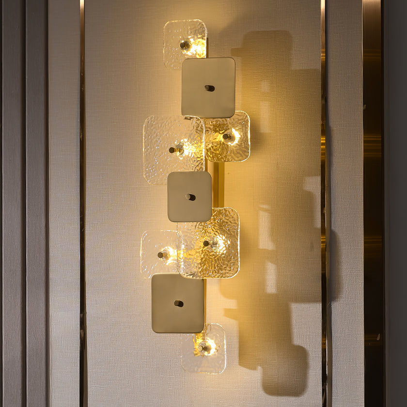 Luminária de parede de vidro quadrada arredondada