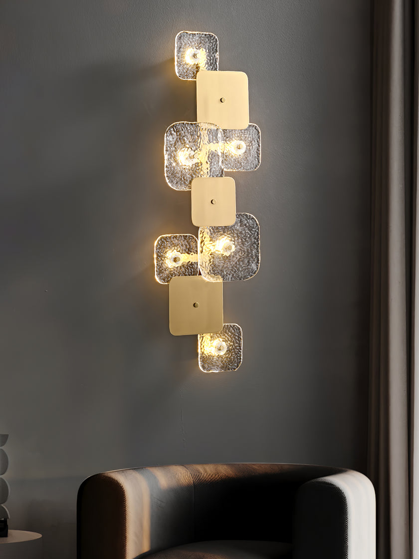 Luminária de parede de vidro quadrada arredondada