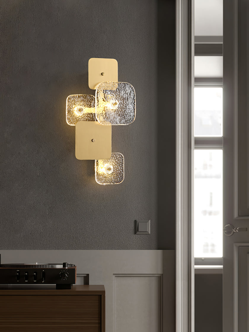 Luminária de parede de vidro quadrada arredondada