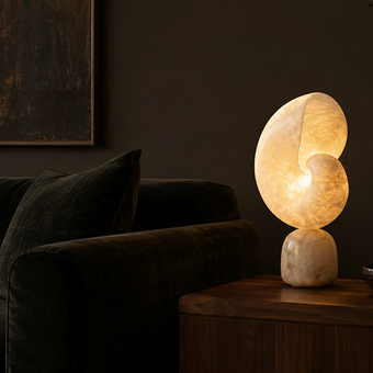 The Moonlight Effect: How to Style White Alabaster Table Lamps in Dark, Moody Rooms