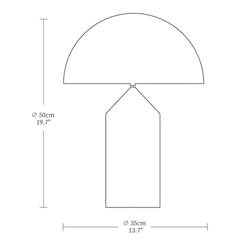 Atollo Metalen Tafellamp — Dimensioentekeningen 2
