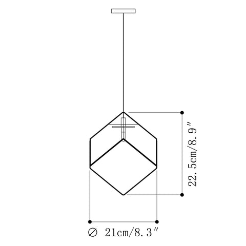 Square Art Glass Chandelier — Planos de dimensiones 1