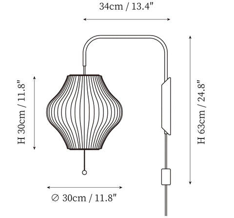 ∅ 11.8″ x H 11.8″ / Dia 30cm x H 30cm