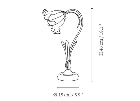 Model Size A : ∅ 5.9″ x H 18..1″ / Dia 15cm x H 46cm