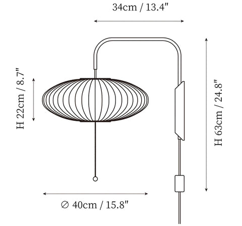 ∅ 15.8″ x H 8.7″ / Dia 40cm x H 22cm