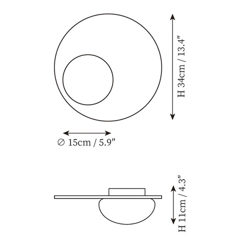 ∅ 13,4″ x H 4,3″ / Dia 34cm x H 11cm