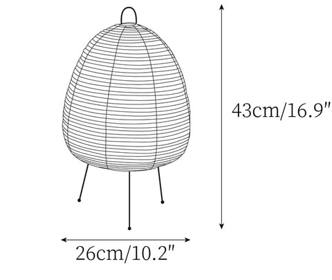 Akari 1A : ∅ 10,2″ x H 16,9″ / Dia 26cm x H 43cm