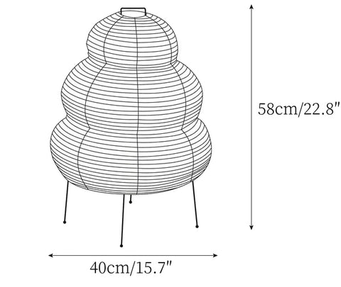 Akari 24N : ∅ 15,7″ x H 22,8″ / Dia 40cm x H 58cm