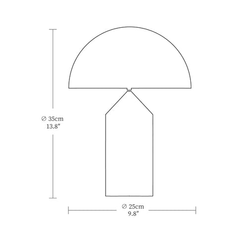 Atollo Metalen Tafellamp — Dimensioentekeningen 1
