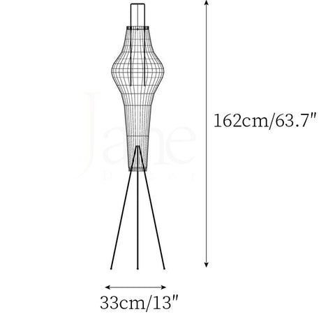 Akari 14A: ∅ 13″ x H 63.7″ / Dia 33cm x H 162cm