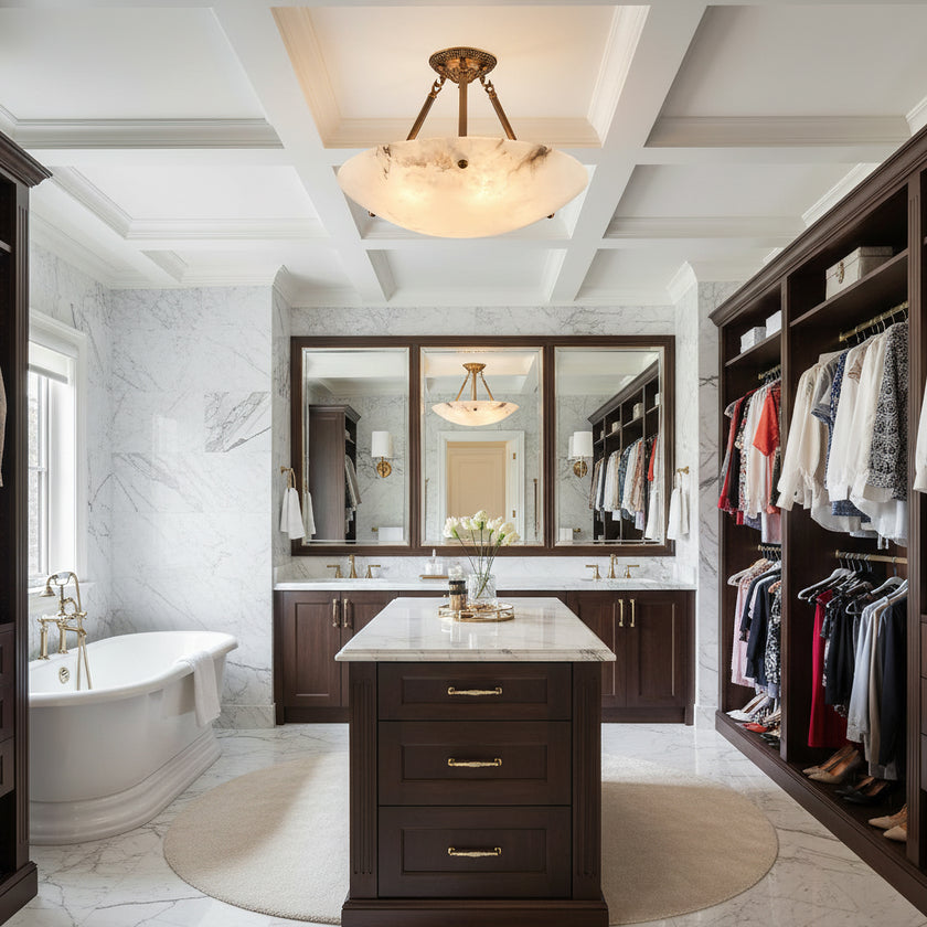 Alabaster Bowl Ceiling Lamp