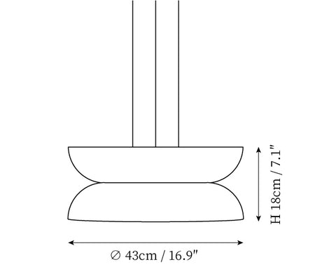 Lampada Sospesa Alba LED in Vetro — Disegni dimensionali 1
