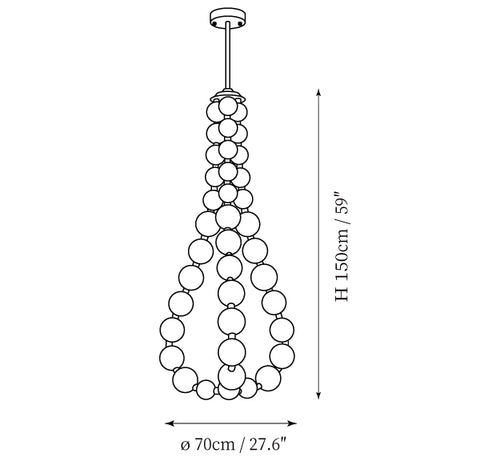 Model B: ∅ 27.6″ x H 59" / Dia 70cm x H 150cm