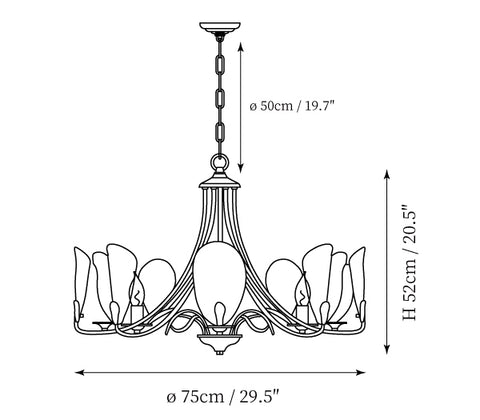 8Heads: ∅ 29.5″ x H 20.5″ / Dia 75cm x H 52cm