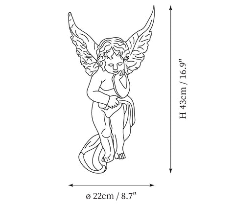 مصباح Angel الجداري من الراتنج — رسومات الأبعاد 2
