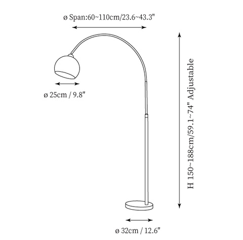 Lampadaire Angler — Plans de dimensions 1