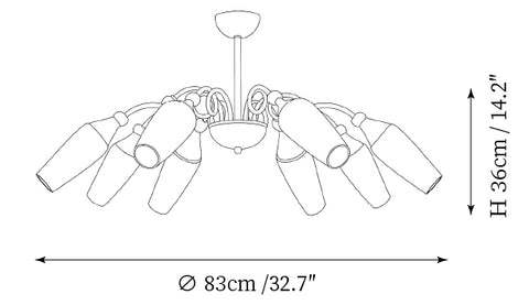 8-Lights: ∅ 32.7″ x H 14.2" / Dia 83cm x H 36cm