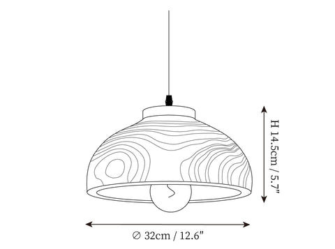Plafoniera Ashen Wave — Disegni dimensionali 1