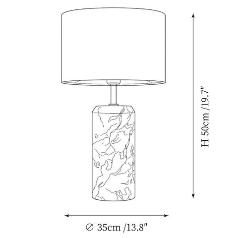 Aulica Marble Table Lamp — Dimension drawings 1