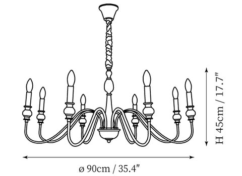 Baxton Candelabra Chandelier — Dimension drawings 1