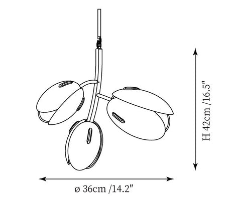 3-Lights : ∅ 14.2″ x H 16.5″