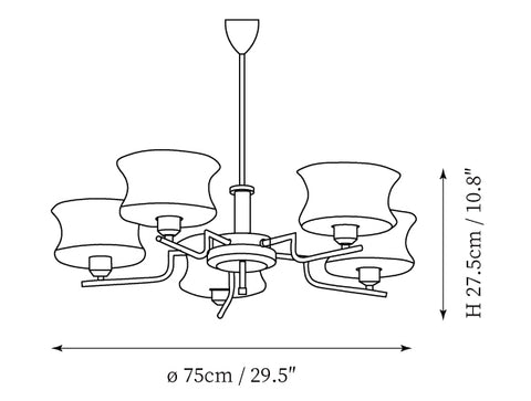 5Heads: ∅ 29.5″ x H 10.8″ / Dia 75cm x H 27.5cm