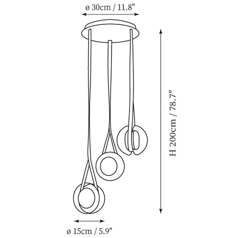 مصباح السقف Blackhole Glass — رسومات الأبعاد 2