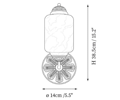 ∅ 5.5″ x H 15.2″ / Dia 14cm x H 38.5cm