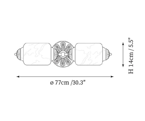 ∅ 30.3″ x H 5.5″ / Dia 77cm x H 14cm