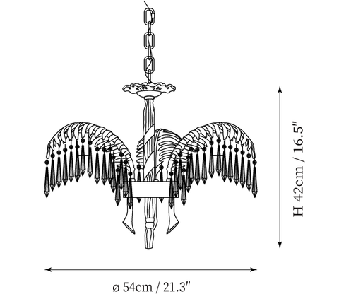 Lampadario Brass Palm Leaf Crystal — Disegni dimensionali 1