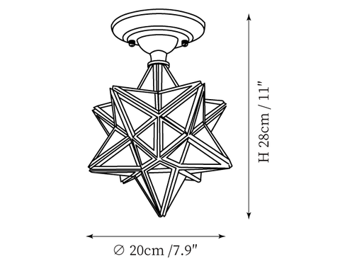 Lampada da Soffitto in Ottone Pentagramma — Disegni dimensionali 1