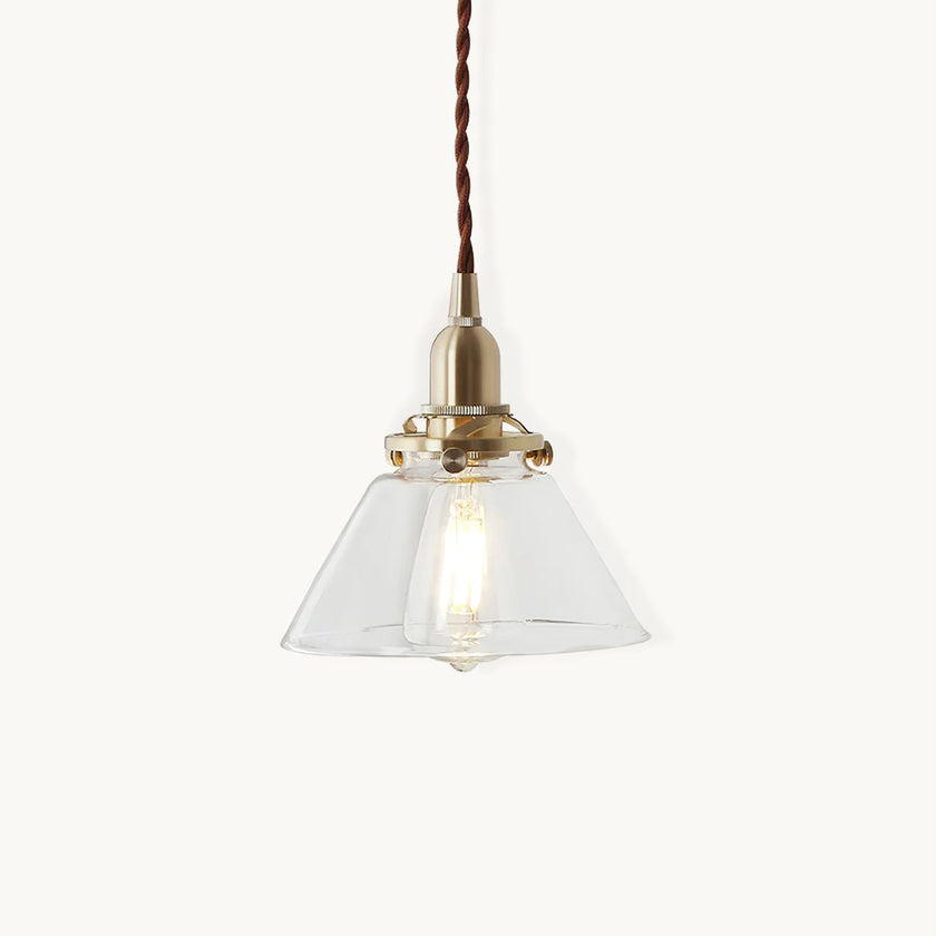 Brass Tapered Glass Pendant Light