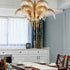 Brass Palm Leaf Crystal Chandelier