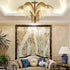 Brass Palm Leaf Crystal Chandelier